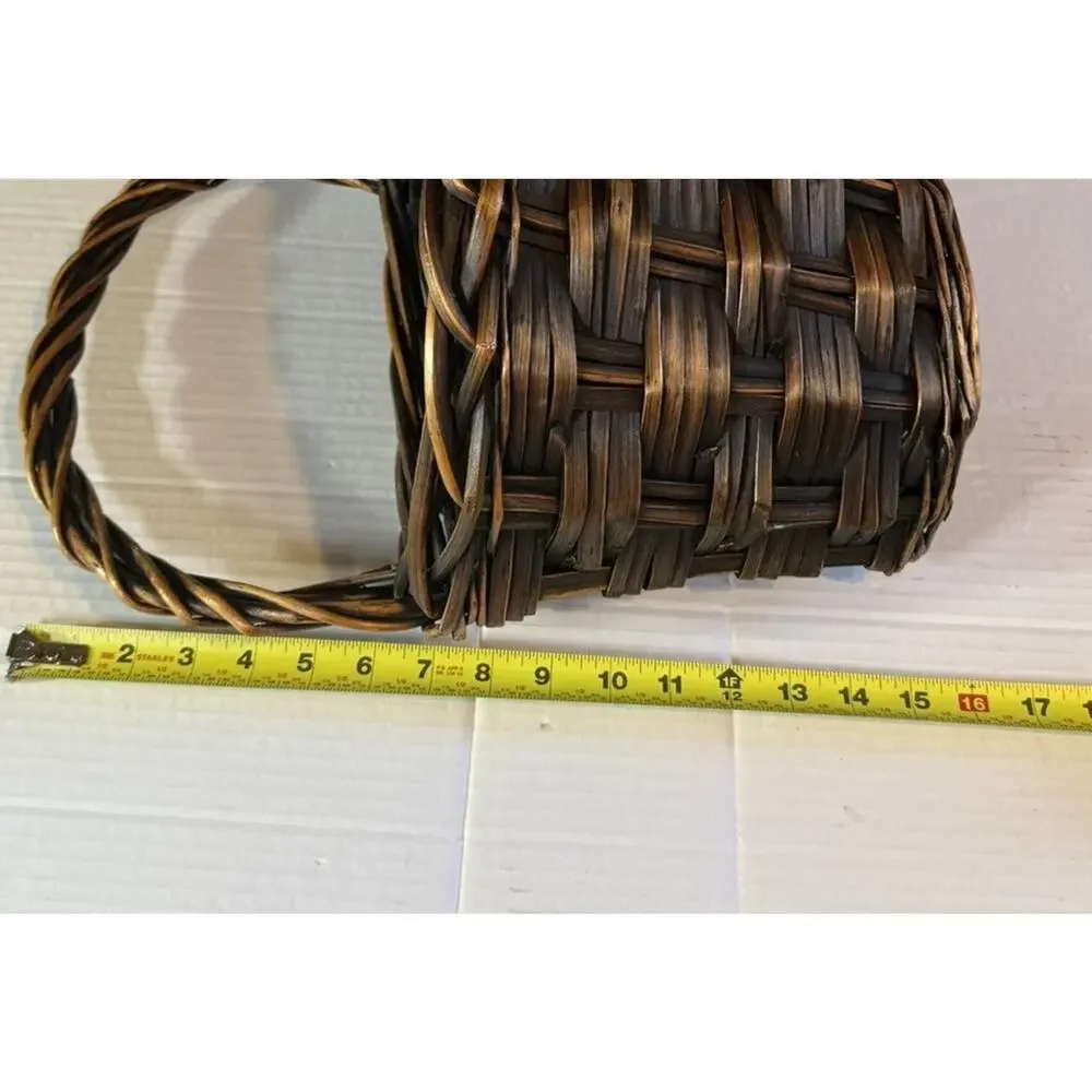 Vintage Basket Wall Hanging Dark Brown